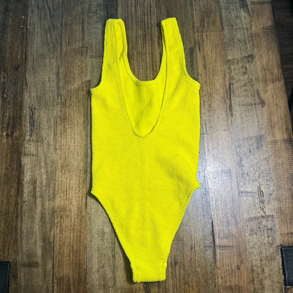 Clockhouse Yellow Cheeky‎ One Piece Swimsuit Stretchy Cutout Style ~ Approx M
